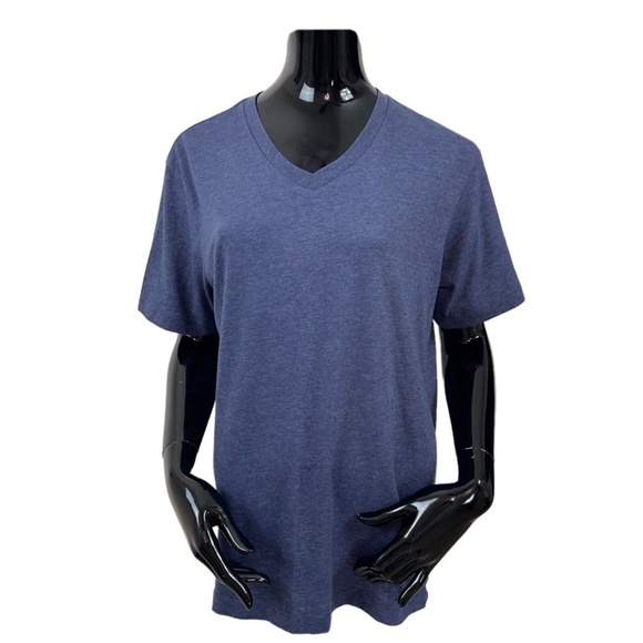 Brooks Brothers Red Fleece V Neck Tee T Shirt Heather Blue Womens Large - Picture 3 of 7